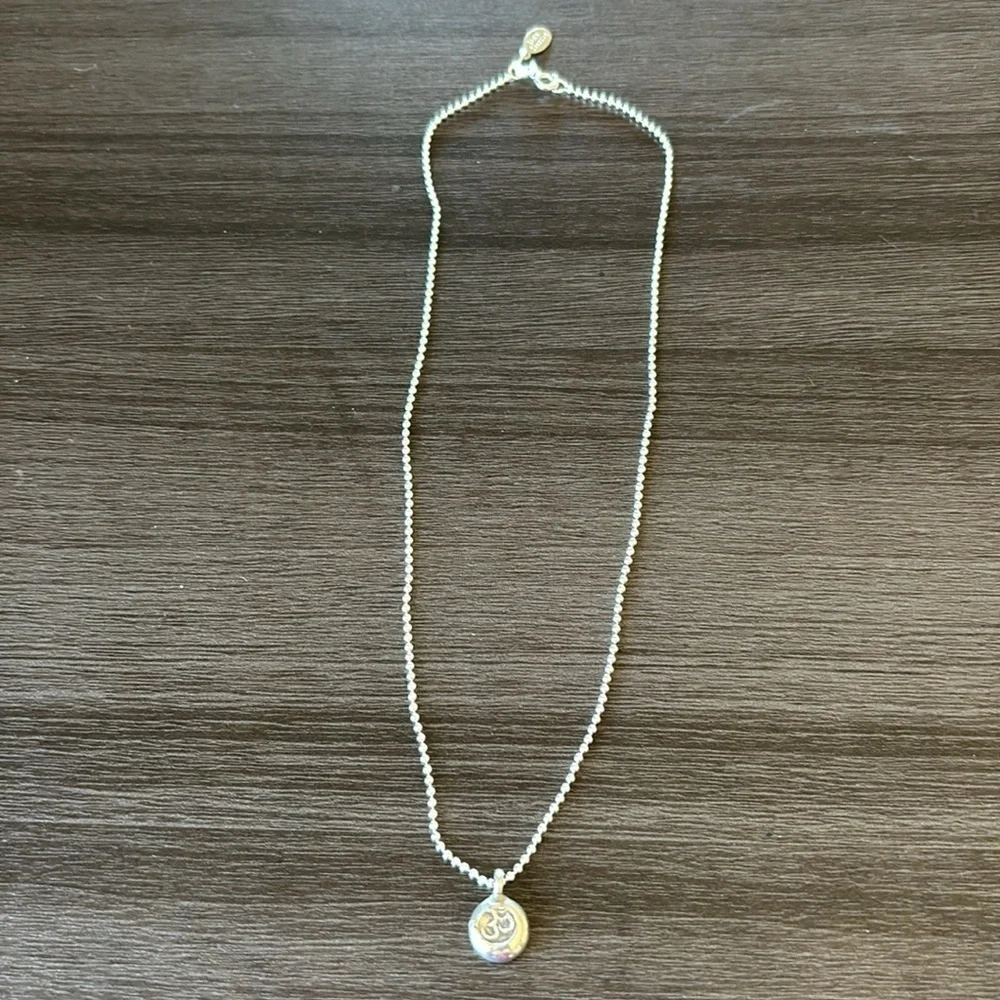 Thai Silver Om Charm on Sterling Silver‎ Ball Chain Necklace NWT